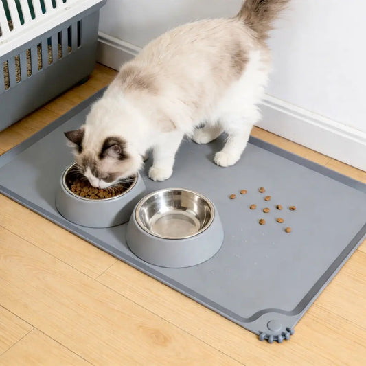 Premium Waterproof Non-Slip Pet Feeding Mat with Elevated Edges, BPA Free and Leak-Proof for Enhanced Floor Protection for Dogs and Cats