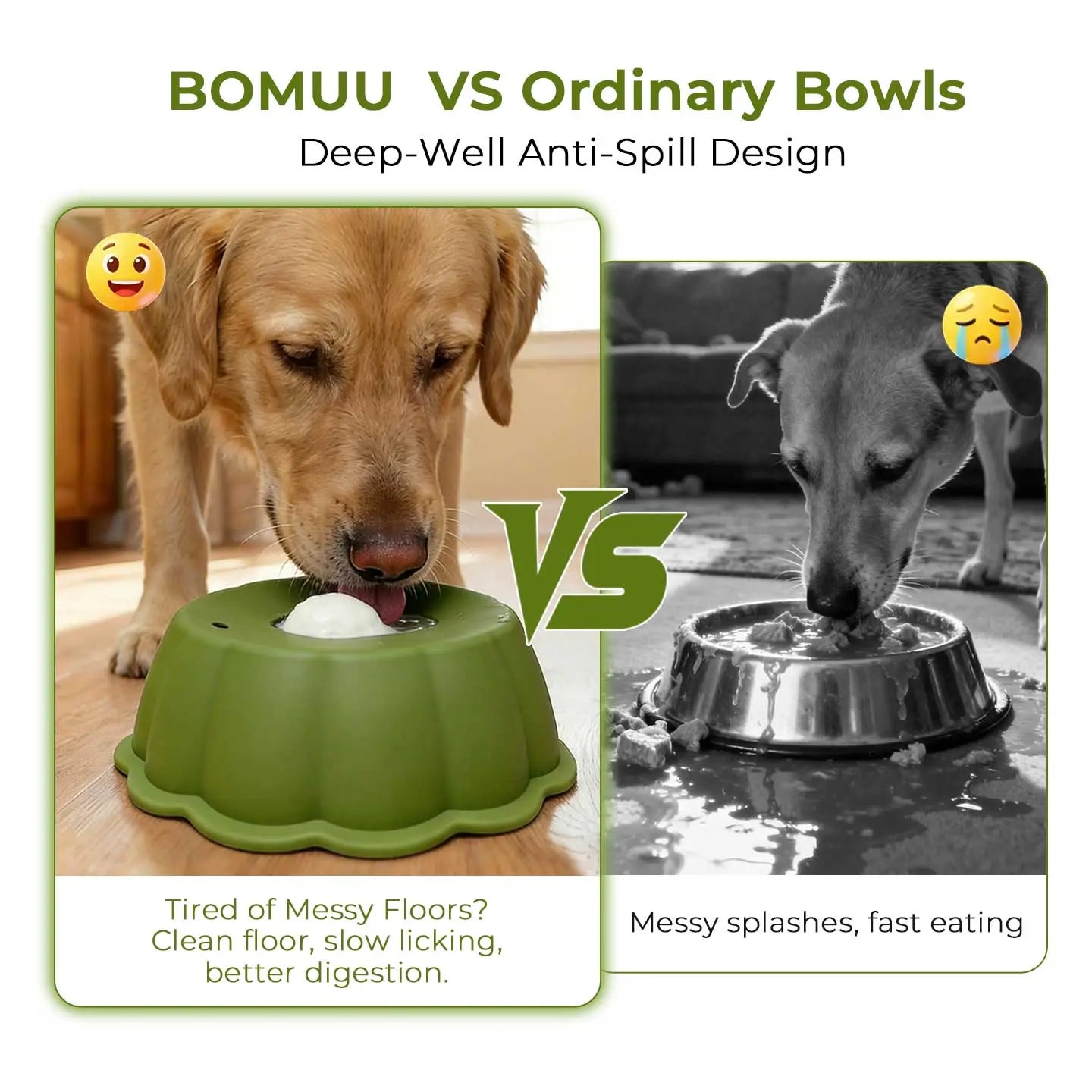 BOMUU Dog Liquid Slow Feeder and Lick Bowl with Ball for Oral Hygiene and Tongue Cleaning, No-Mess Yogurt and Water Bowl for Enrichment