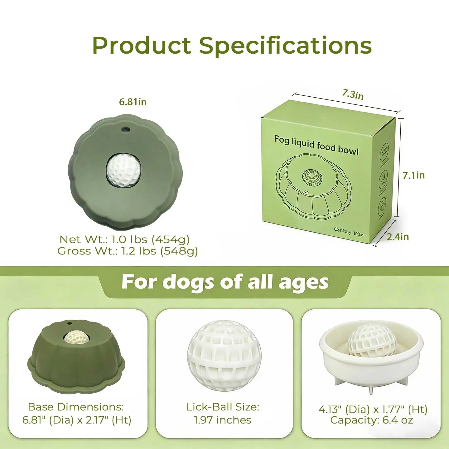 BOMUU Dog Liquid Slow Feeder and Lick Bowl with Ball for Oral Hygiene and Tongue Cleaning, No-Mess Yogurt and Water Bowl for Enrichment